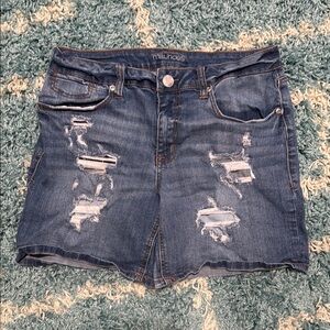 Maurices Women's Distressed Blue Denim Shorts